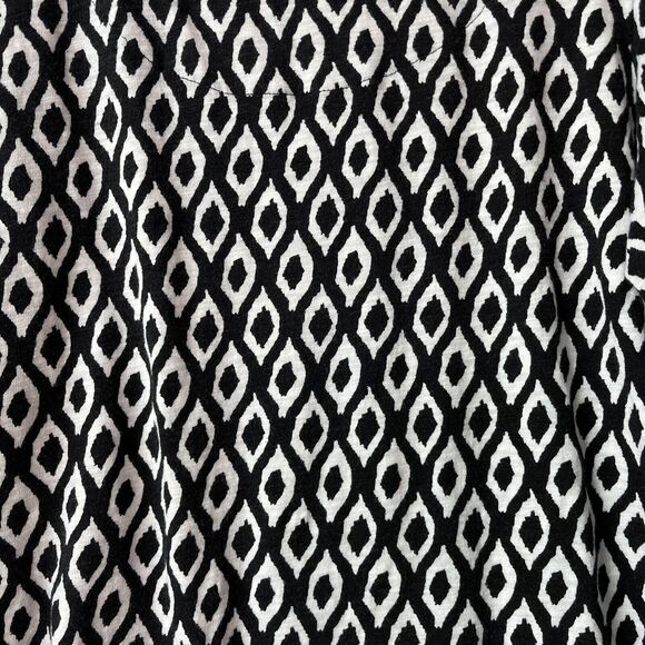 Chicos Top 3 XL Puff Sleeve Diamond Geometric Black White T-Shirt Chic Work - Picture 8 of 12